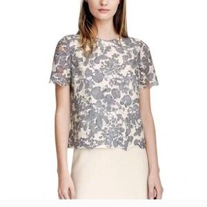 Tory Burch Ian Guipure Lace Overlay Blouse Top Cotton Boho Party Lined XS Size 2